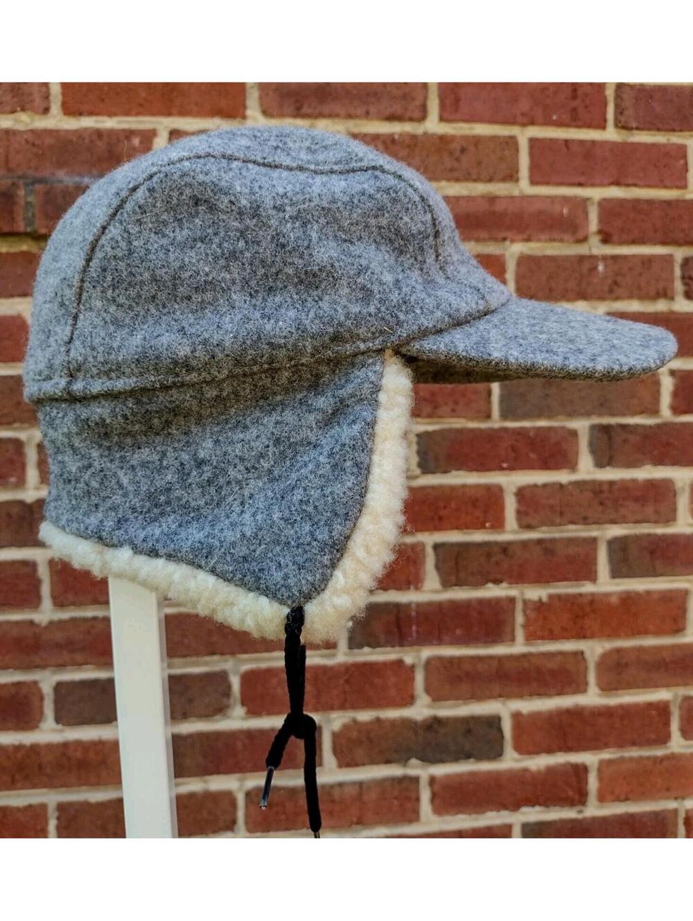 Vintage 80s Filson Wool Trapper Hat Shearling Lined USA ACTWU Medium